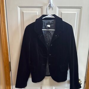 Retro J. Crew Military Bella Black Velvet Women's Blazer Jacket size 8